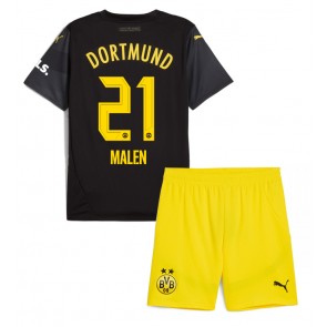 Borussia Dortmund Donyell Malen #21 Dětské Venkovní dres komplet 2024-25 Krátký Rukáv (+ trenýrky)